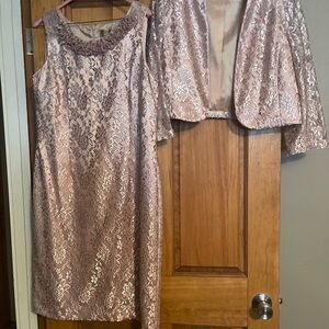 Kasper Champagne Lace Wedding Dress with Jacket